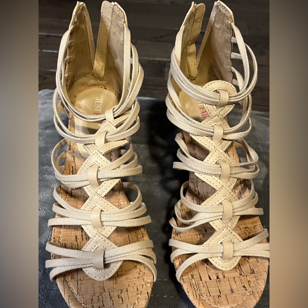 Khaki Strappy Wedge Sandal